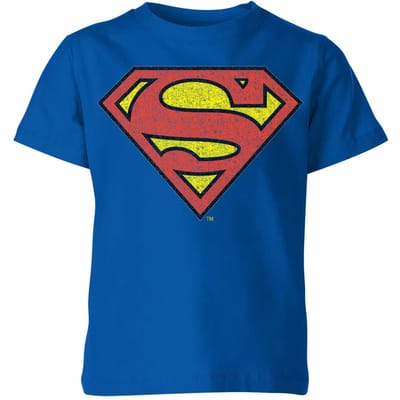 Official Superman Crackle Logo Kids' T-Shirt - Blue - 98/104 (3-4 jaar)