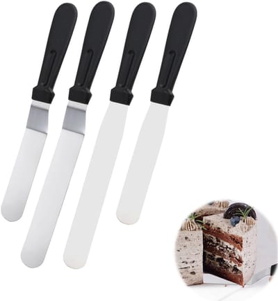 set van 4, verschillende grote taartspatels, taartmessen van roestvrij staal, taartaccessoires, taartschraper, fondant, bakaccessoires voor het bakken van taarten om gelijkmatig te verdelen