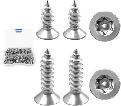Dailygoods - 180 stuks 4x12mm & 4x16mm houtschroeven roestvrij staal torx, spaanplaatschroeven universele torx schroeven, zilveren terrasschroeven, roestvrij stalen schroeven met doorzichtige doos voor deur, raam