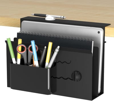Laptop Opberg Houder - Onder Bureau Organizer - Bureau Opruimen - Klembevestiging Metalen - 2 Lagen - Zwart