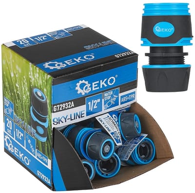 GEKO 1/2" waterstop slangconnector - automatische stop - rubberen grip - duurzaam kunststof - 20 stuks