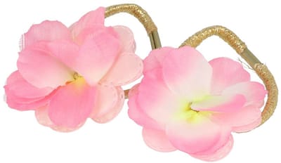 Haarsoires Haarelastieken – Bloem 5cm – Goud Roze – Set van 2