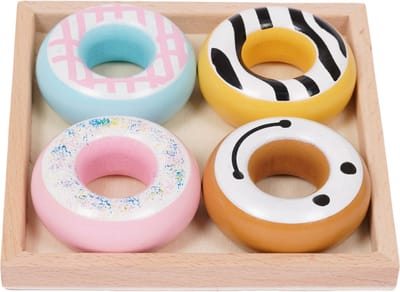 Speelgoedtopdeals - Houten Speelgoed Donut op Tray – 5-delig - Theekransje
