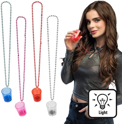 Boland - LED ketting Shotglaasje Blauw,Roze,Rood,Wit - Volwassenen - Unisex - - Festival - Rave - Foute Party - Themafeest