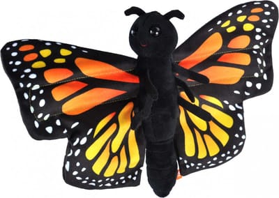 Wild Republic pluche knuffel Monarch Vlinder - 20 cm - zwart/oranje - Insekten knuffels