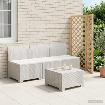 vidaXL - 3-Zits - Tuin - Sofa - Rottanlook - 3-zits - PP - Wit