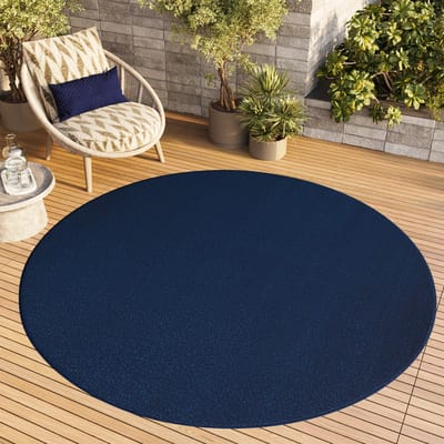 Tapiso Mono Rond Vloerkleed Navy Laagpolig Effen Tapijt Maat- 120x120