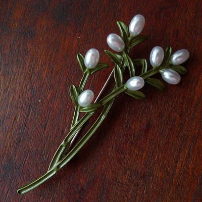 Vintage Creatieve Plant Blad Parel Broche Antieke Paleis Feest Kleding Accessoires Broches Sieraden black