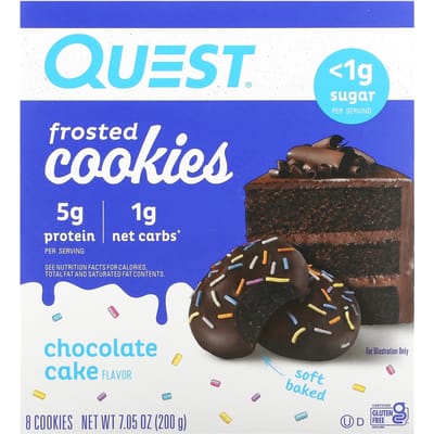Quest Nutrition Protein Frosted Cookies (8x25g) Chocolate Cake - Functionele voeding - Eiwit Snacks