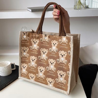 Grand Sac Fourre-tout en Toile Capacité Femmes Version Coréenne Ins Étudiant Commuting Sac à Épaule Mode Portable Sac Maman brown