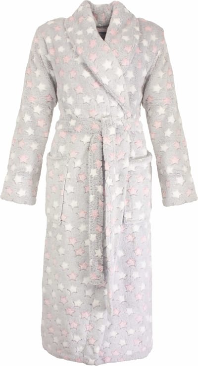 Irresistible Dames Badjas - Fleece - Sjaalkraag - Grijs - Maat L