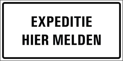 Expeditie hier melden sticker 300 x 150 mm