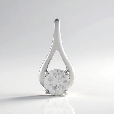 Cavill - Zilveren Hanger - 925 Sterling Zilver Geplatineerd - Ronde briljant geslepen Cambodjaanse Zirkoon 0 715 ct - Elegant Tijdloos Design 16x8 mm