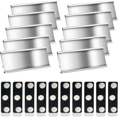 Magnetische Naambordjes 7 x 3.2 cm met 10 Paar Zwarte Magnetische Sluiting voor Werk, Beurzen, Restaurants en Scholen
