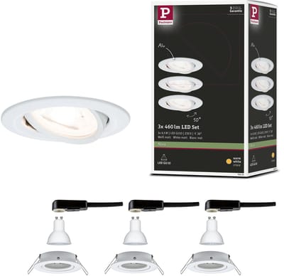 LED-inbouwlamp Nova schwenkbar Basisset zwenkbaar rond 84 mm 50° GU10 3x6,5W 3x460lm 230V 2700K Wit mat