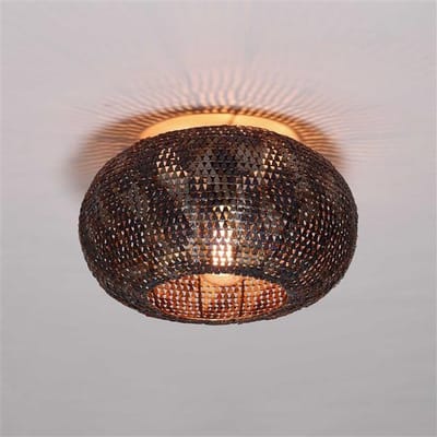 PS-Collection Armor Plafondlamp - 40x40x20cm - Zwart/Bruin - Metaal - plafondlampen, plafonniere, plafondlamp zwart, plafond lamp, plafondlamp led, plafondlamp industrieel