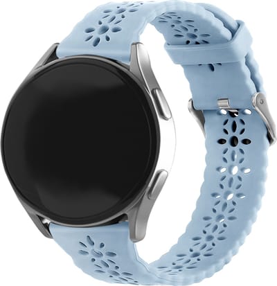 Strap-it Smartwatch bandje siliconen patroon 20mm - Geschikt voor Samsung Galaxy Watch 7 (40 & 44mm) / Watch 6 (Classic) / Watch 5 (Pro) / Watch 4 (Classic) / Watch FE / Watch 3 41mm / 1 42mm / Active (2) - Amazfit Bip / Polar Ignite - mist blauw