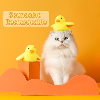 Kwekende Eend Kat Speelgoed Interactief Elektrisch Vogel Speelgoed Wasbaar Kat Pluche Speelgoed Met Vibratiesensor Katten Spel Speelgoed Kitten Decor yellow