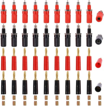 40 Stuks Zwarte en Rode 4mm Banaanstekkers voor Luidspreker Kabel en Versterker Terminal Aansluitingen