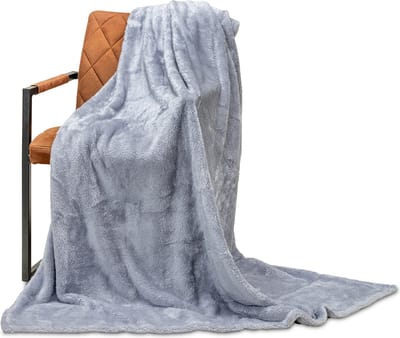 Wicotex - Plaid deken - Fleece Plaid Fluffy Grijs - Afmeting 150x200cm - Zacht en warme Fleece deken - Plaidfleece