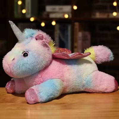 Poupée Licorne à Lumière LED Colorée Peluches Douces Mignonnes Coussins Décoratifs Cadeau d'Anniversaire Peluches Jouet Lumineux pour Filles Enfants