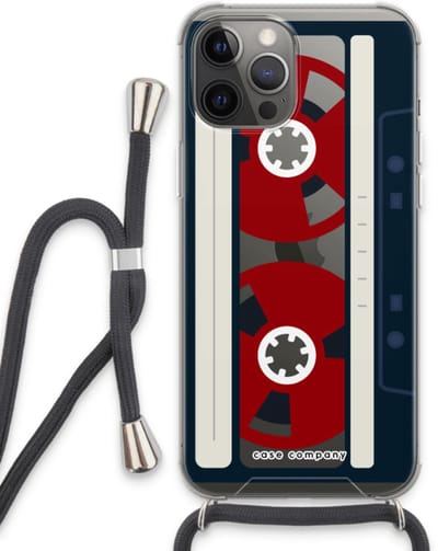Case Company® - Hoesje met koord geschikt voor iPhone 13 Pro Max hoesje met Koord - Here's your tape - Telefoonhoesje met Zwart Koord - Bescherming aan alle Kanten en Over de Schermrand