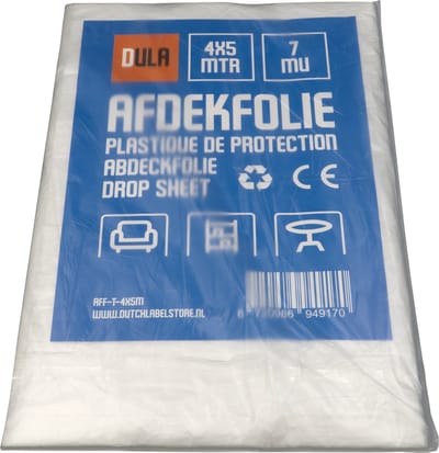 Afdekfolie 4 x 5 meter Transparant Dikte 7 mu Bouwfolie Afdekzeil Beschermfolie - Bescherming voor meubels tijdens schilderen - DULA