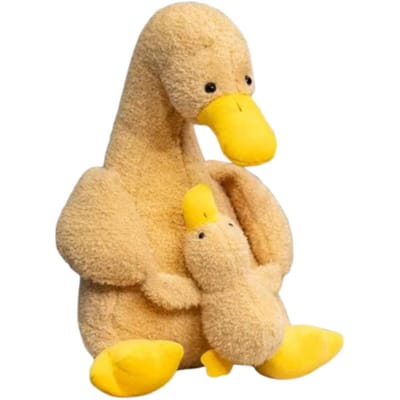 Peluches Mère et Fils Canard Peluches Canard Dormant Réaliste Oie Simulation Canard Poupée Peluche Kawaii Dessin Animé beige