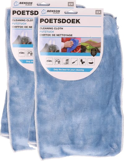 Benson Poetsdoek - 4x stuks - microvezel - extra zacht - 2 formaten - schoonmaken - schoonmaakdoekjes - dweil
