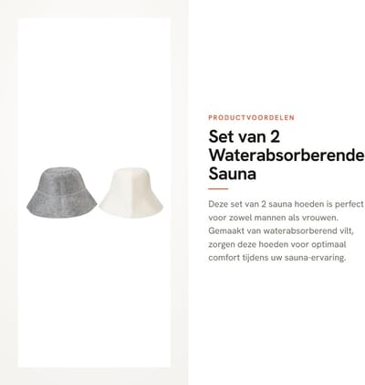 Dailygoods- Sauna Hoed Waterabsorberend - Vilt Hoed - Stijlvol - Unisex - Set van 2 - Witte/Grijze Kleur - Sauna Cap