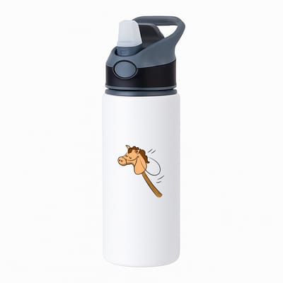 Hacebo® - Hobbypaard waterfles met rietje zwart - Paarden - Paarden liefhebbers - Dieren - manage - Hobbyhorse - Paardenstok - water fles - 650ML