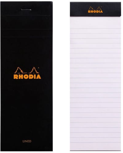 Rhodia Notitieblok - Schrijfblok - N8 - Gelijnd - 7,4x21 - 80g - zwart - 80 vel