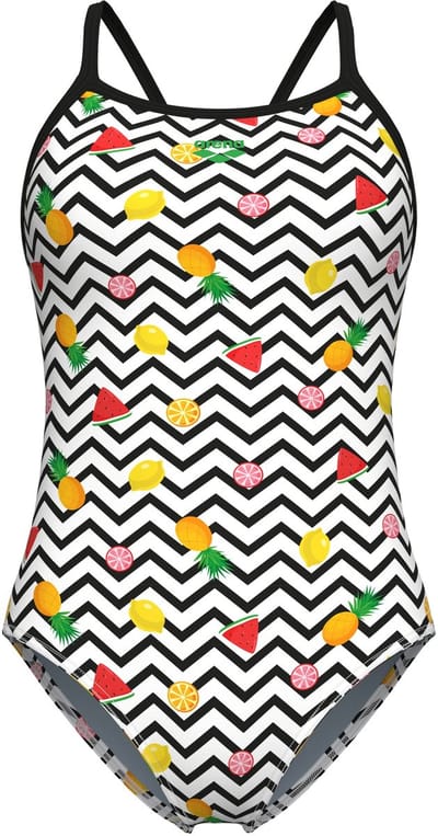 Arena Dames badpak Fruits Lightdrop Back wit/multi-zwart