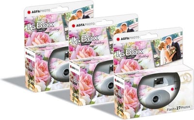 3x AgfaPhoto LeBox Wedding - Trouwdag - Single use camera + flash
