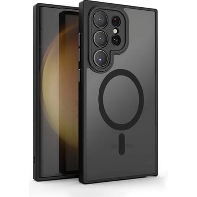 Magnetische Luxe Mat Telefoonhoesje Voor Samsung Galaxy S24 Ultra S23 S22 Plus S21 FE Lensbescherming Draadloos Opladen Schokbestendig Hoesje For Galaxy S22 gray
