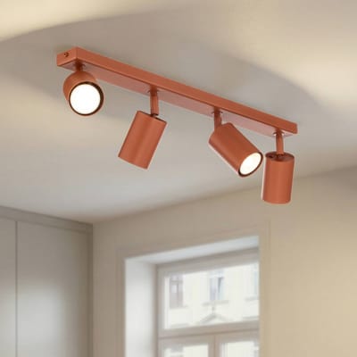 SIGMA Plafondspot Zoom, 4-lamps, rood, staal, GU10