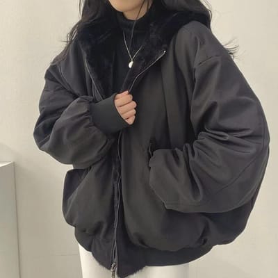 Winterjas Dames Pluche Dikke Jas Damesjassen Dubbelzijdig Lamswol Katoen Overjas Koreaanse Effen Losse Met Capuchon Bovenkleding S