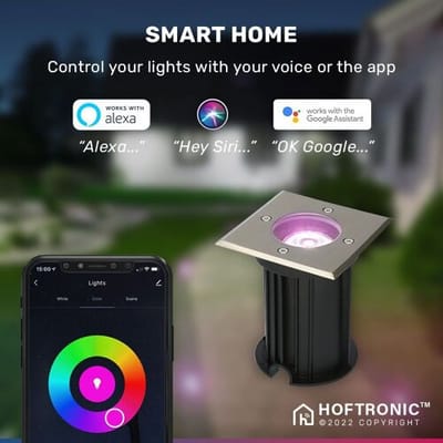 HOFTRONIC SMART Set van 3 Ramsay Smart Grondspots buiten - Vierkant - 5,5W 400lm - RGBWW - Wifi + Bluetooth - Bestuurbaar via app - IP67 - Google Home