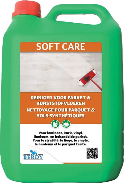 Berdy Soft Care – Voor Laminaat, Vinyl, PVC, Kurk, Gietvloeren & Linoleum – Streeploos & Mild - 5L – Professionele Vloerreiniger