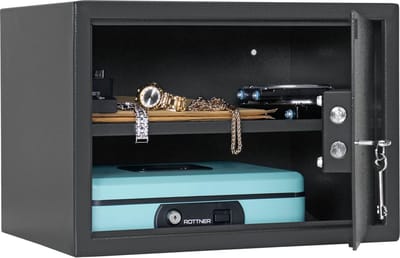 Rottner Jupiter 4 Meubelkluis – Veiligheidskluis met Sleutelslot (Dubbelbaard) – voor Thuis en Kantoor – Antraciet – 30x43x32 cm