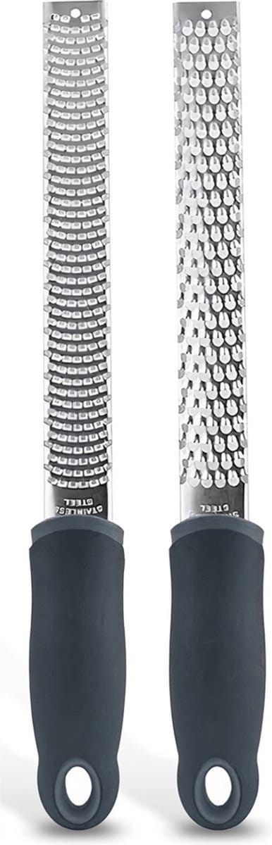 Oliva's - Rasp - Set van 2 handraspen - Zester - Kaasrasp - Citroenrasp - Gemberrasp - Zwart
