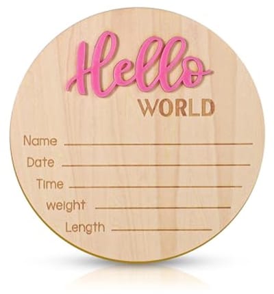 Houten Welkom Bord voor Pasgeborenen - 15cm Geboorteaankondiging en Naamplaat voor Foto's en Babyshowers