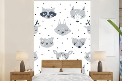 Behang babykamer - Fotobehang Dieren - Design - Kinderen - Jongens - Meisjes - Baby - Breedte 145 cm x hoogte 220 cm - Kinderbehang