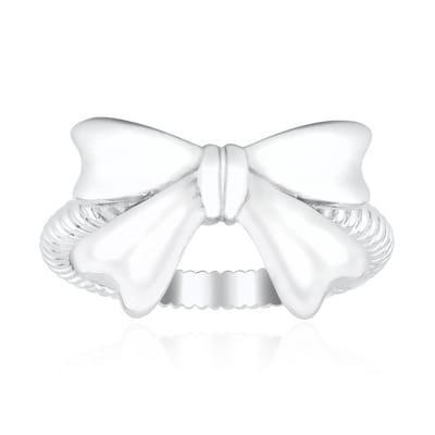 Cavill - Zilveren ring dames - 925 Sterling Zilver Geplatineerd - Elegante Strik - Monosono Collectie - Modieuze, Lichtgewicht Sieraden 21x19 mm