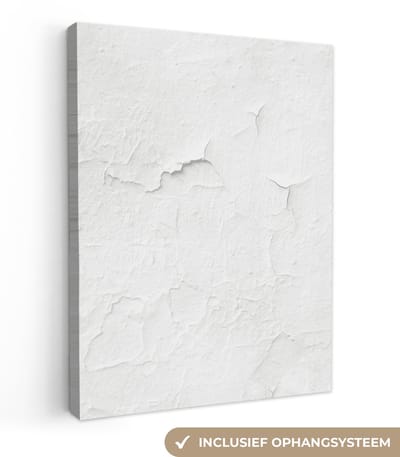 Canvas schilderij 30x40 cm - Wanddecoratie Plamuur - Wit - Structuur - Muurdecoratie woonkamer - Slaapkamer decoratie - Kamer accessoires - Schilderijen op canvas