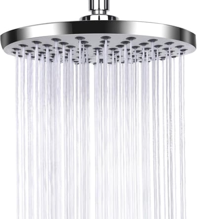 Famanu – Anti-kalk douchekop van roestvrij staal, vaste regendouche, hogedruk en waterbesparend, 20 cm, chroom
