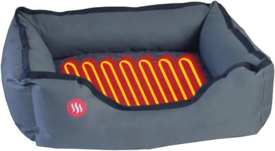 Verwarmd Huisdierbed voor Honden en Katten | Elektrische Onderlegger met Temperatuursensoren | Veilig en Machinewasbaar | Grijs, 60 x 50 cm