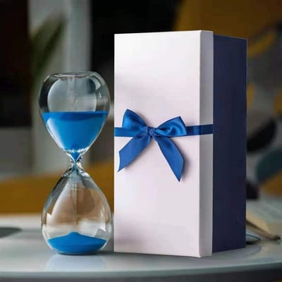 Zandloper Timer - Zandklok Decoratie - Productiviteit Verhogend - Handgemaakt Glaswerk - 8x20 cm - Blauw