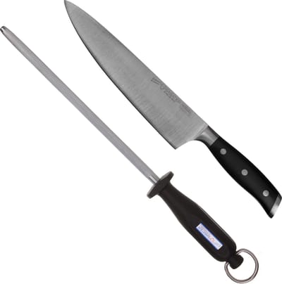 Diamant Sabatier Integra koksmes + aanzetstaal - RVS/POM - 23cm