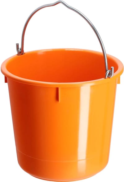 KADAX Bouwemmer 12 l, mortelemmer van kunststof met handvat van zinkdraad, emmer, cementemmer, mortelbak, poetsemmer, wateremmer, tuinemmer, kunststof emmer (oranje, 1 stuks)